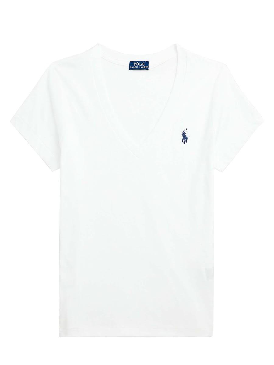 POLO RALPH LAUREN Small Logo V-neck T-shirt In White Product Image