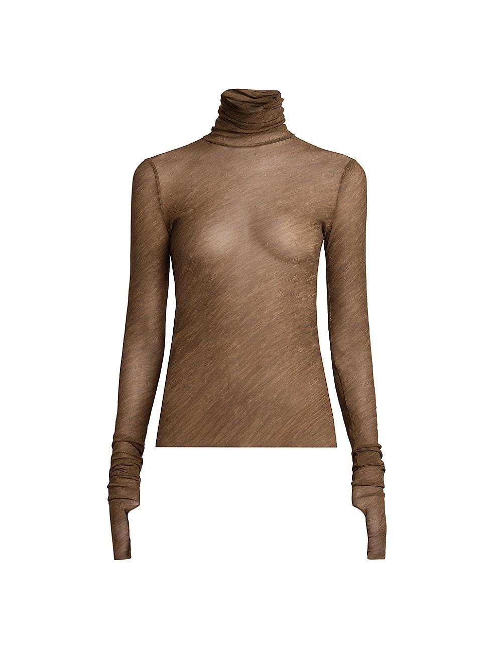 Womens Stretch Tulle Turtleneck Top Product Image