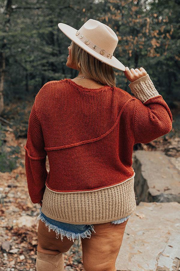 Cozy Darling Knit Sweater in Rust Curves Product Image