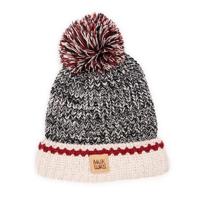 Womens MUK LUKS Marled Chunky Stitch Hat, Ebony White Marl Product Image