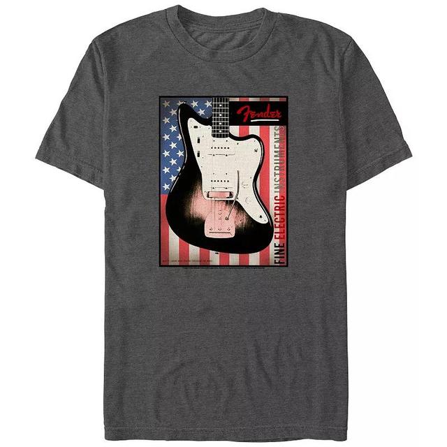 Big & Tall Fender USA Flag Poster Graphic Tee, Mens Grey Heather Product Image