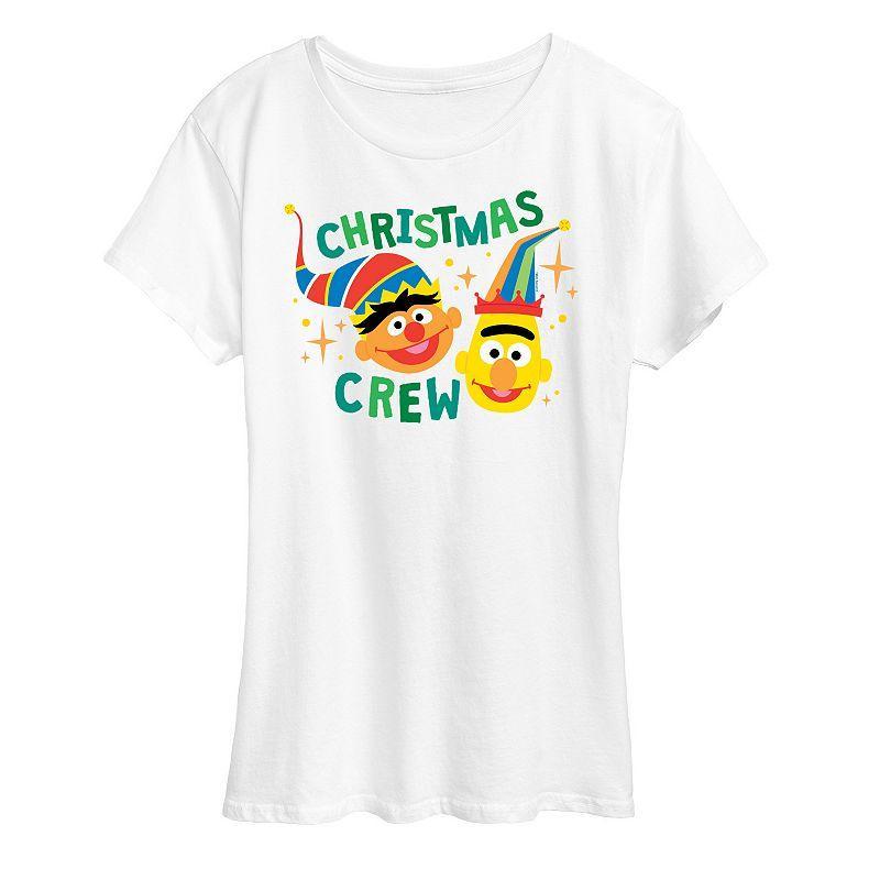 Womens Sesame Street Christmas Crew Graphic Tee, Girls Heather Grey Product Image