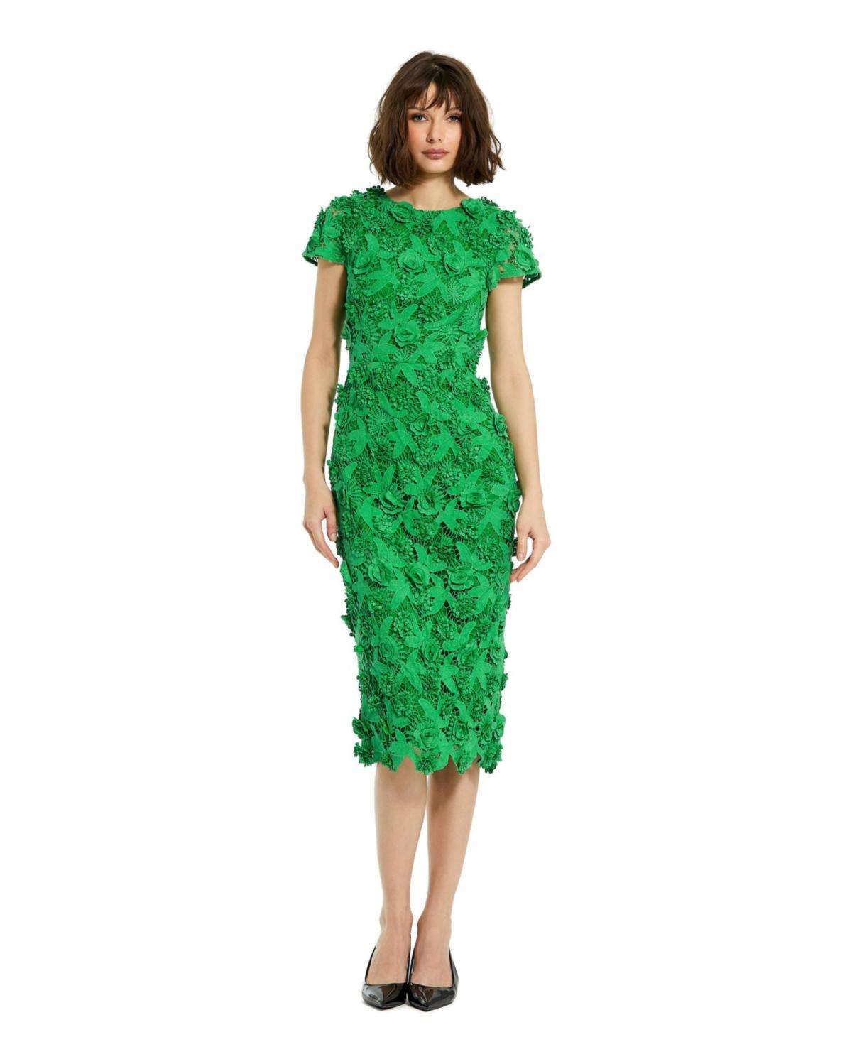 Womens Eyelet Floral Lace Sheath Midi-Dress product image