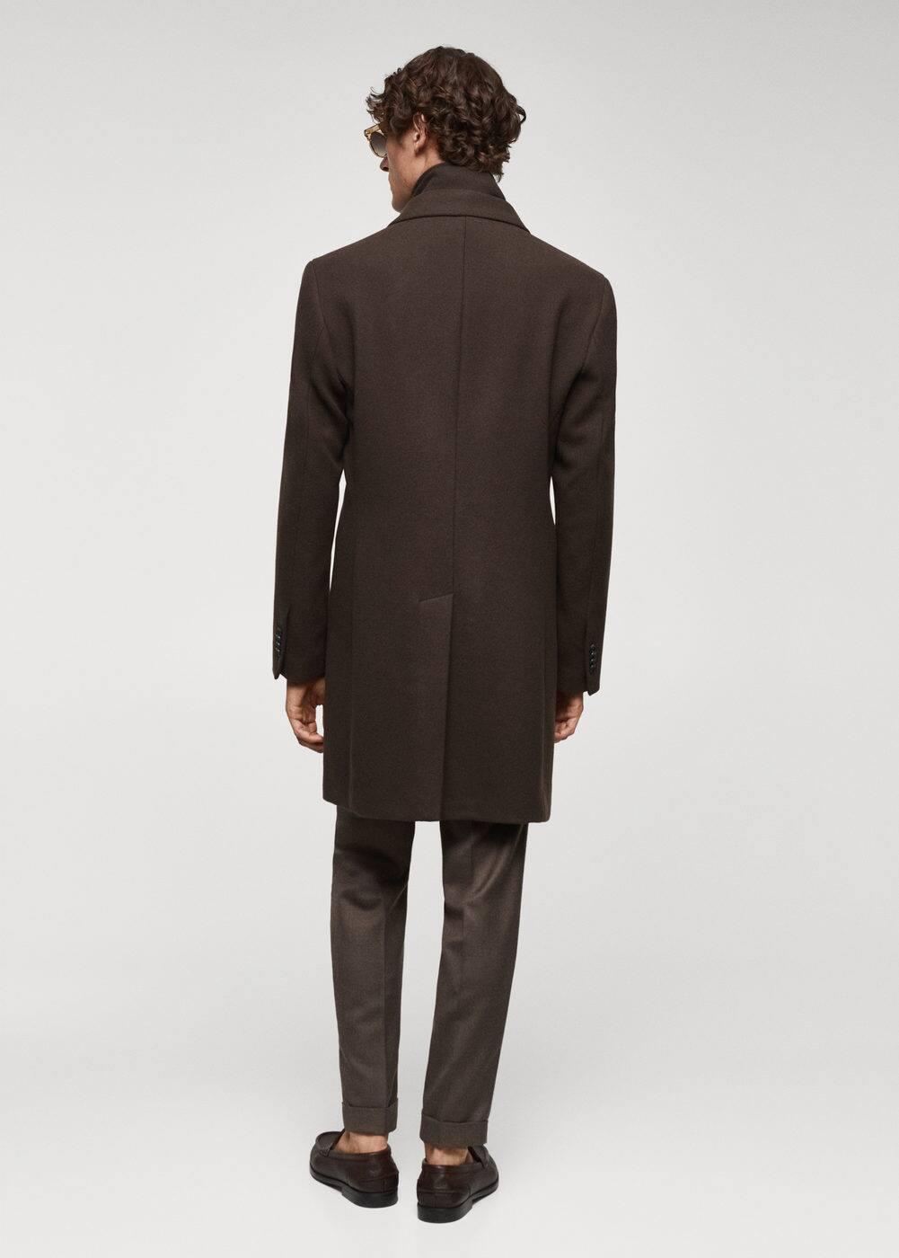 MANGO MAN - Wool coat with detachable collar brownMen Product Image