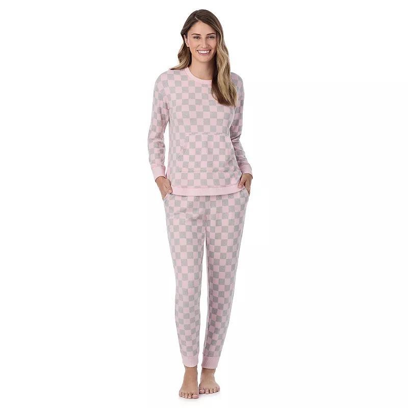 Petite Cuddl Duds Sweater Knit Crewneck Pajama Top & Jogger Pajama Bottoms Set, Womens Purple Stars Product Image