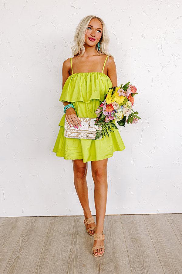 All The Attention Tiered Mini Dress In Lime Punch Product Image