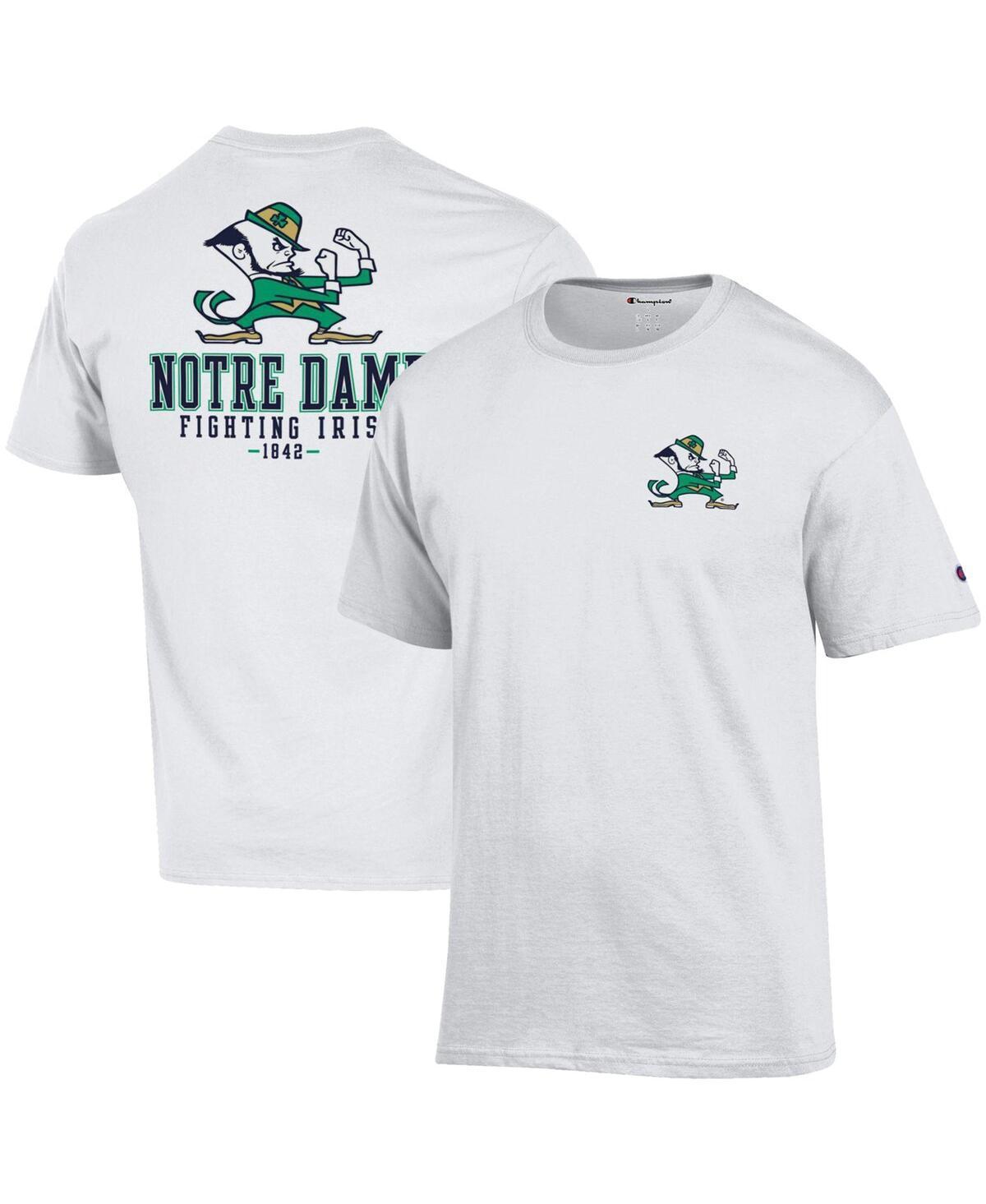 Mens Champion White Notre Dame Fighting Irish Team Stack 2-Hit T-shirt Product Image