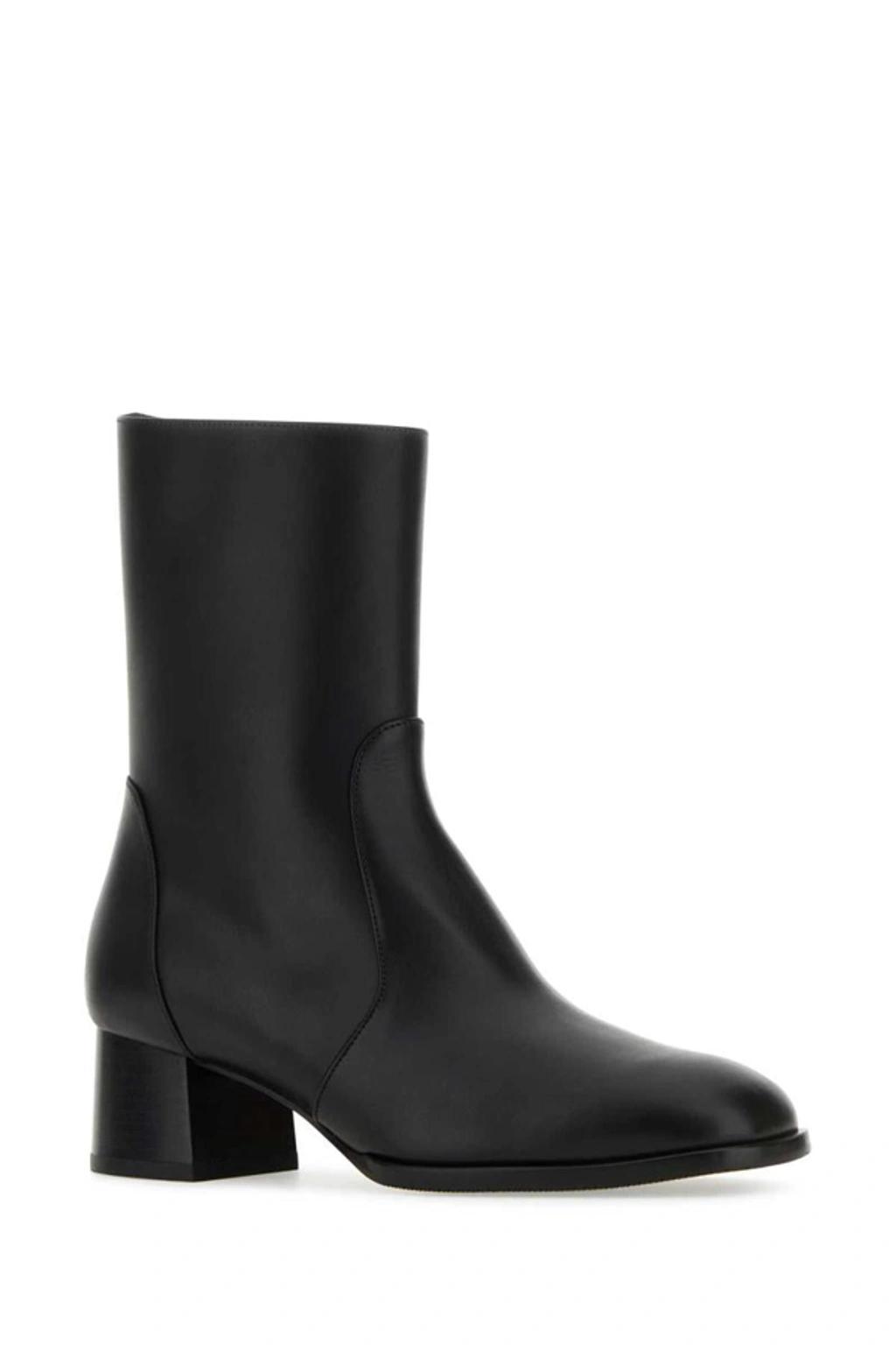 STUART WEITZMAN Leather Zip Ankle Booties In Black Product Image