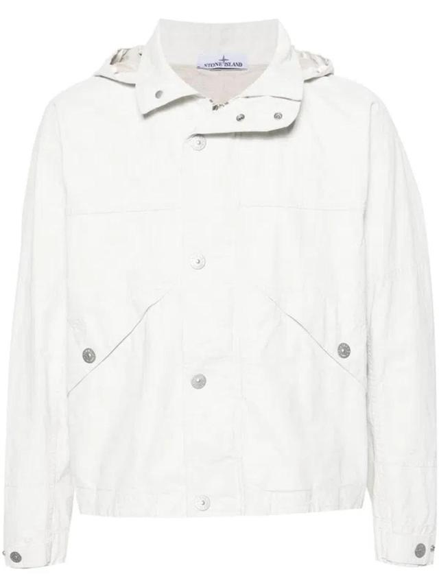 Marina Linen Blouson Jacket In White Product Image