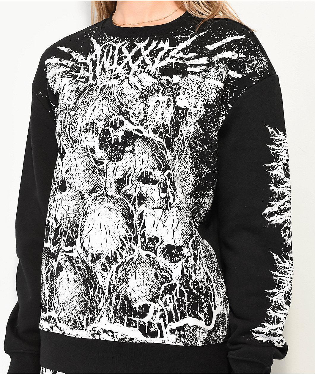 SWIXXZ Skull Pile Black Oversize Crewneck Sweatshirt Product Image