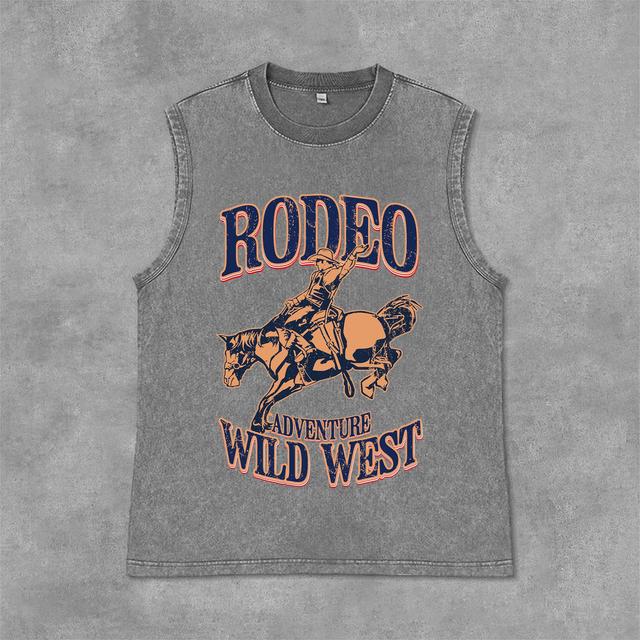 Coors Banquet Rodeo Classic Graphics Print Acid Washed Sleeveless Tank Top Product Image