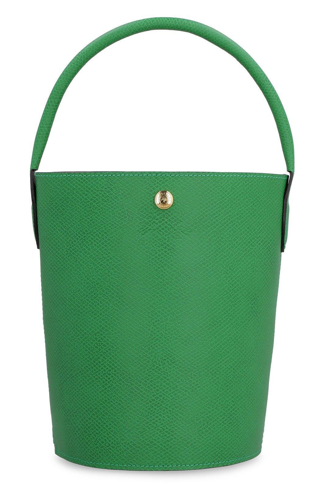 LONGCHAMP Ure Logo Embossed Small Bucket Bag In Green Product Image