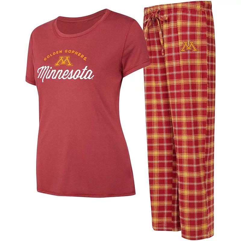 Womens Concepts Sport Maroon/Gold Minnesota Golden Gophers Arctic T-Shirt & Flannel Pants Sleep Set Product Image