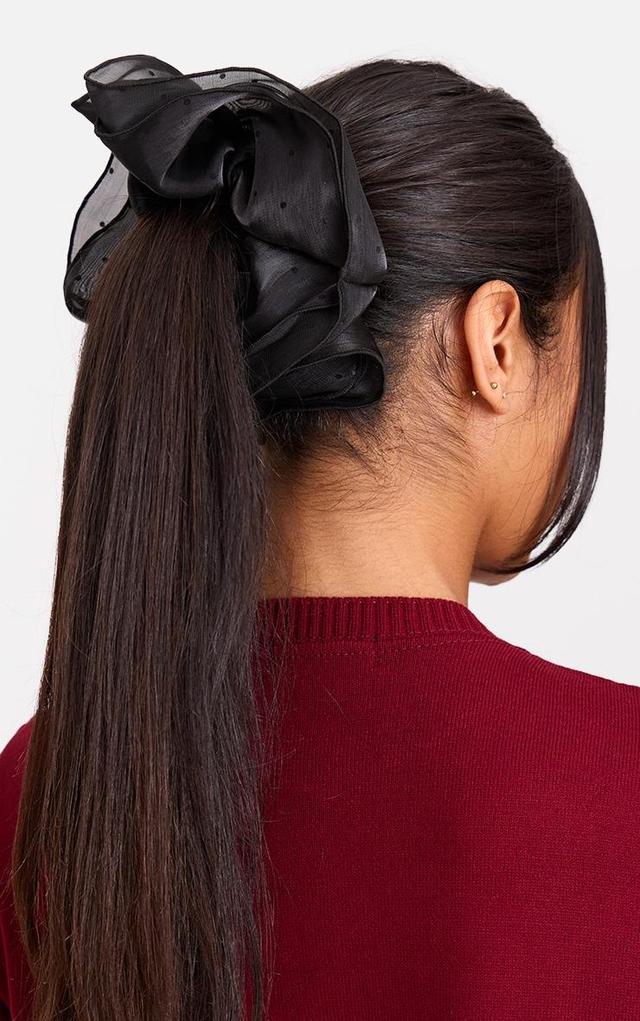 Black Organza Polka Dot Oversized Scrunchie Product Image