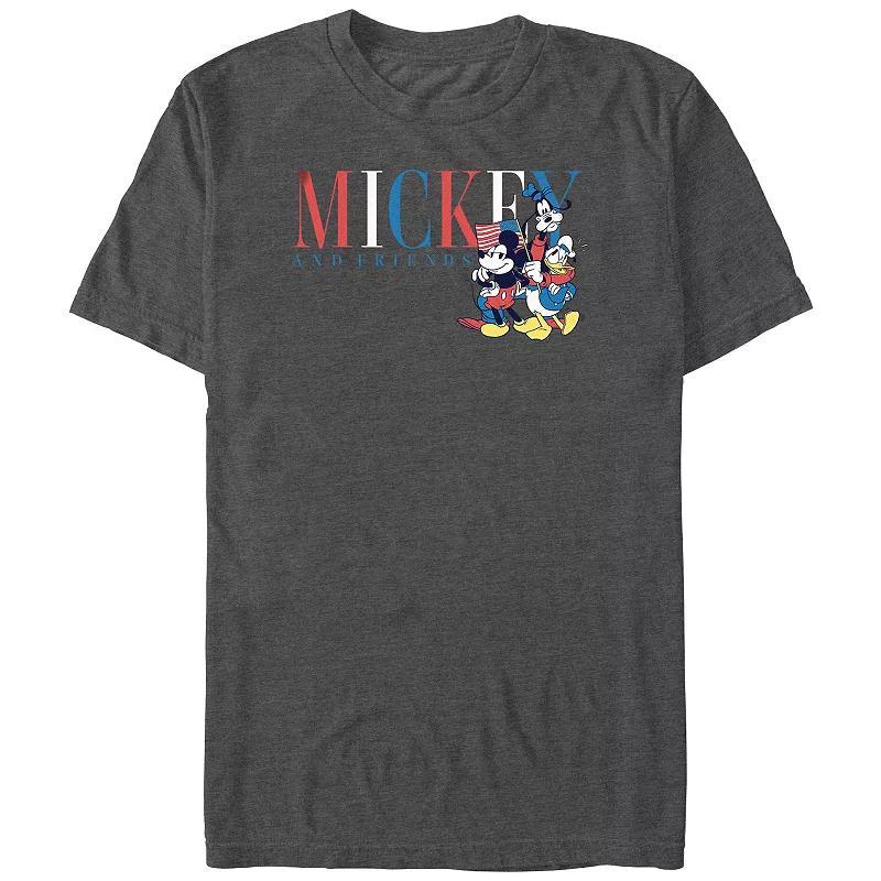 Disneys Mickey Mouse And Friends Americana Big & Tall Graphic Tee, Mens Grey Heather Product Image