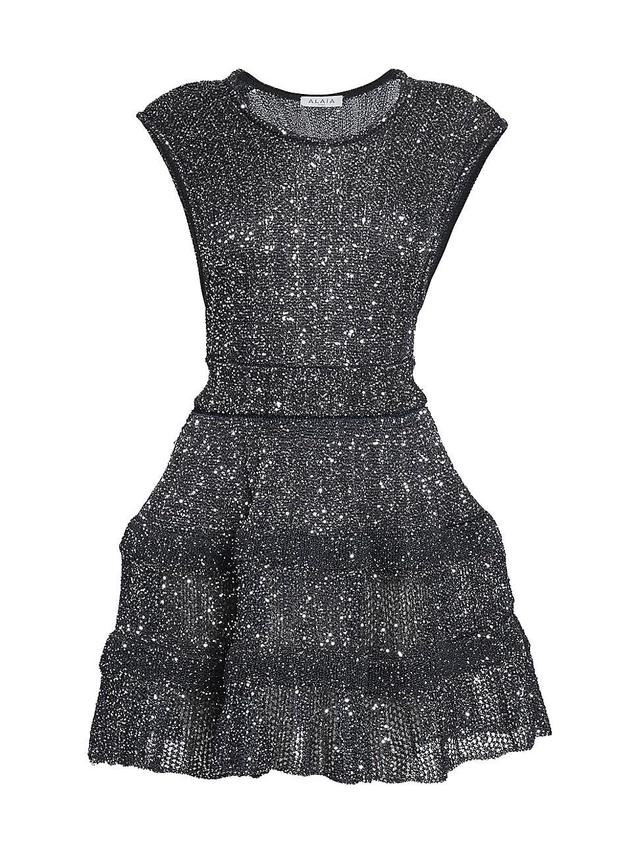 Womens Sequin-Embellished Fit & Flare Minidress Product Image