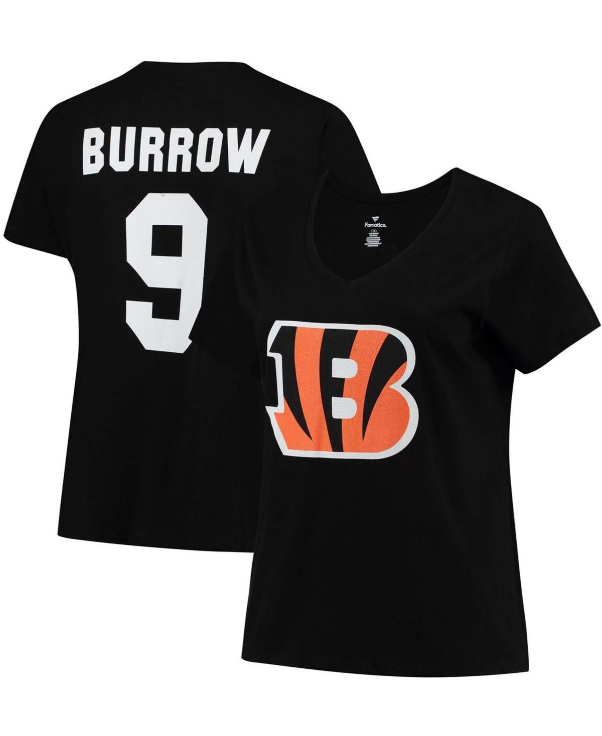 Womens Plus Size Joe Burrow Black Cincinnati Bengals Fair Catch Name Number V-Neck T-shirt Product Image