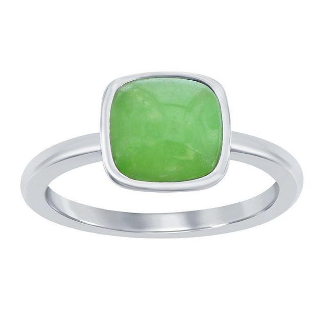 Sterling Silver 8mm Cushion Jade Ring Product Image