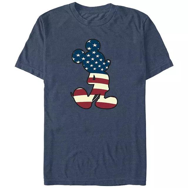 Disneys Mickey Mouse USA Flag Print Silhouette Big & Tall Graphic Tee, Mens Grey Product Image