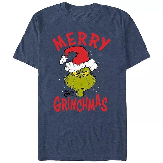 Big & Tall Dr. Seuss The Grinch Merry Christmas Graphic Tee, Mens Grey Product Image