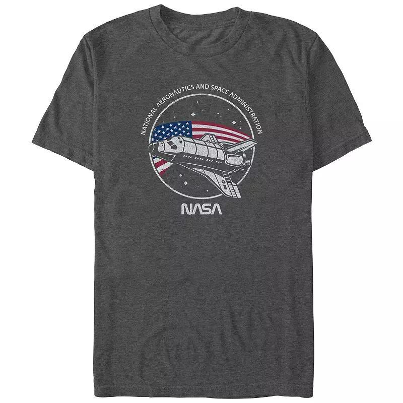 Big & Tall Nasa USA Flag Stamp Graphic Tee, Mens Grey Heather Product Image