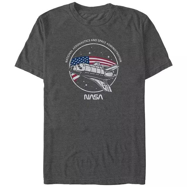 Big & Tall Nasa USA Flag Stamp Graphic Tee, Mens Grey Product Image