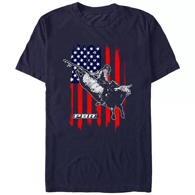 Mens Professional Bull Riders Rustic USA Flag Graphic Tee Blue Product Image