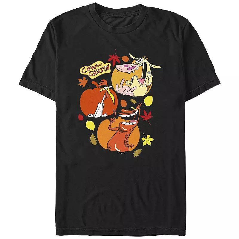 Mens Cow And Chicken Autumn Pumpkins Graphic Tee Product Image