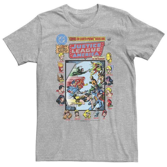 Big & Tall DC Comics Justice League Crisis On Earth Comic Cover Tee, Mens Athletic Grey Product Image