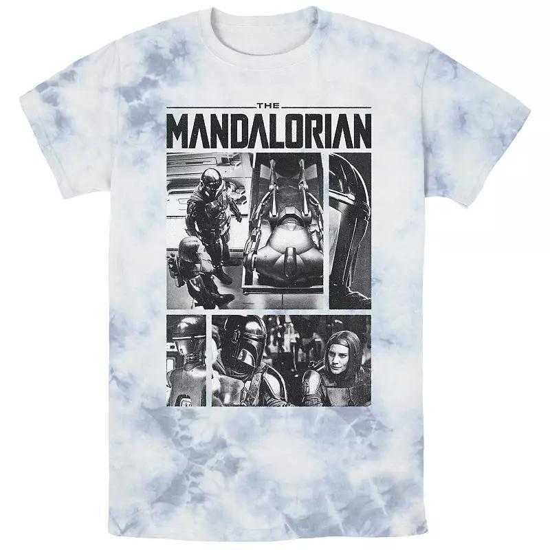 Mens Star Wars The Mandalorian Din Djarin Bo-Katan Driods Scenes Boxes Bombard Wash Graphic Tee Product Image