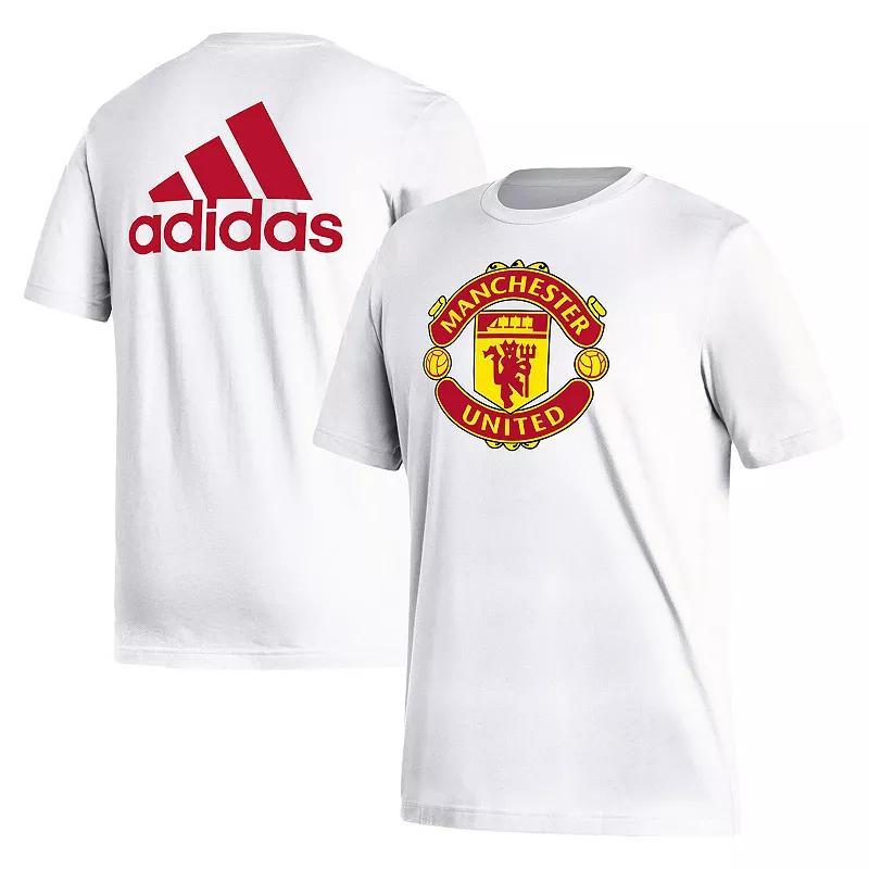 Mens adidas White Manchester United Crest T-Shirt Product Image