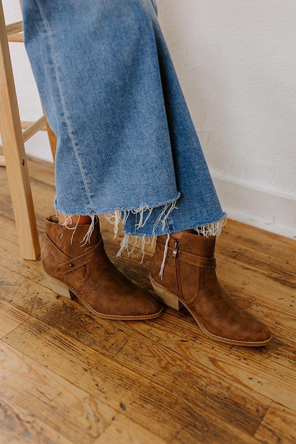 The Fed Up Faux Leather Bootie in Brown Product Image