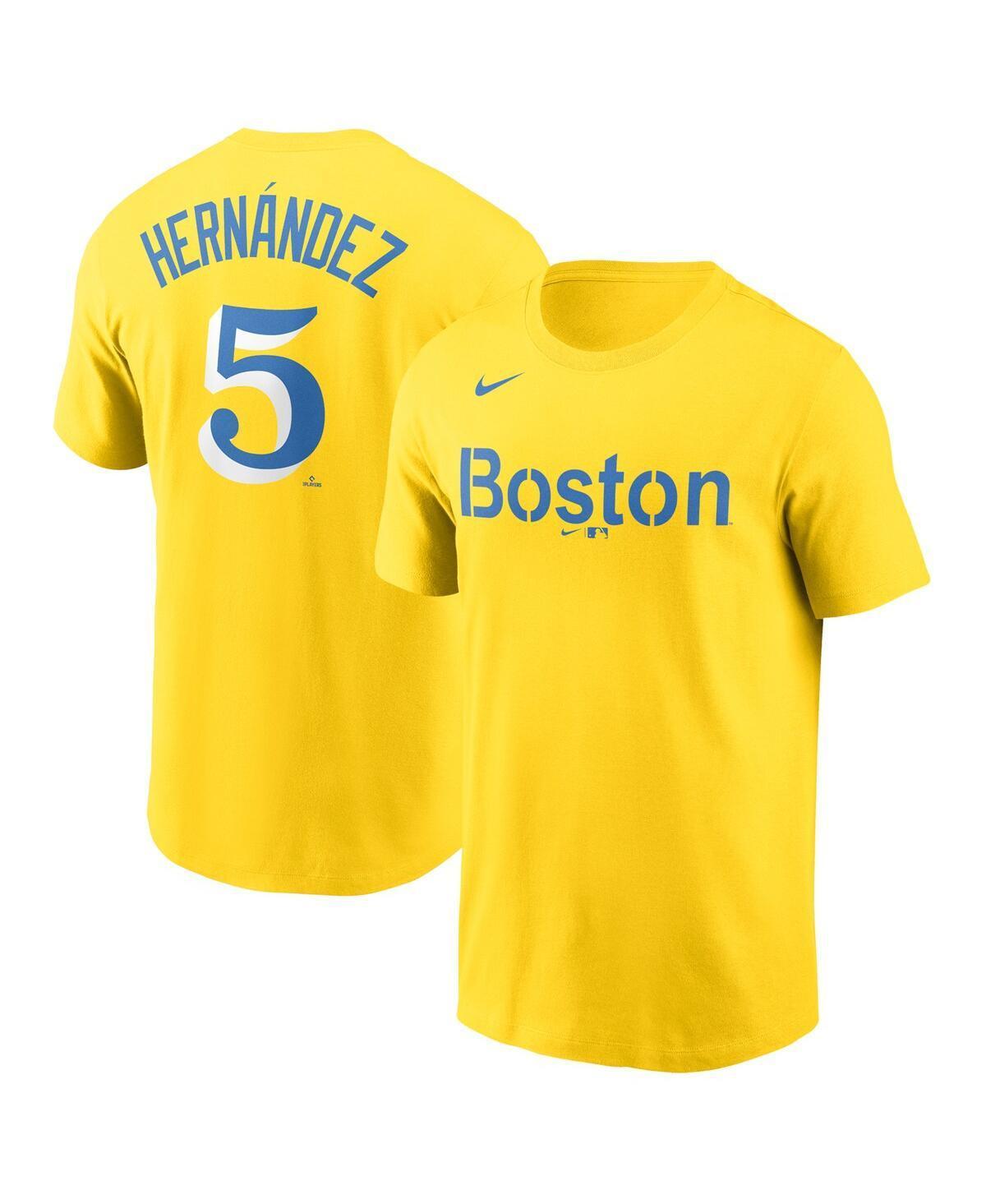 Mens Nike Enrique Hernandez Gold and Light Blue Boston Red Sox City Connect Name & Number T-shirt - Gold Product Image