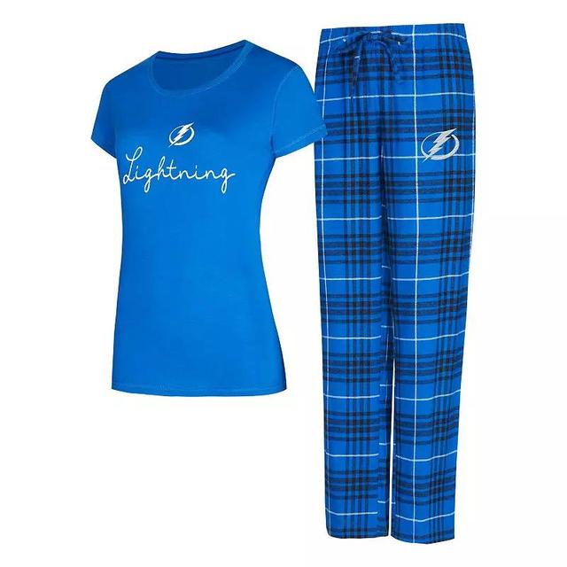 Womens Concepts Sport Blue/Black Tampa Bay Lightning Vector T-Shirt & Pants Sleep Set Product Image