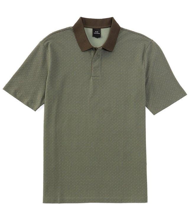 Armani Exchange Diagonal Grid Print Short Sleeve Polo Shirt Product Image