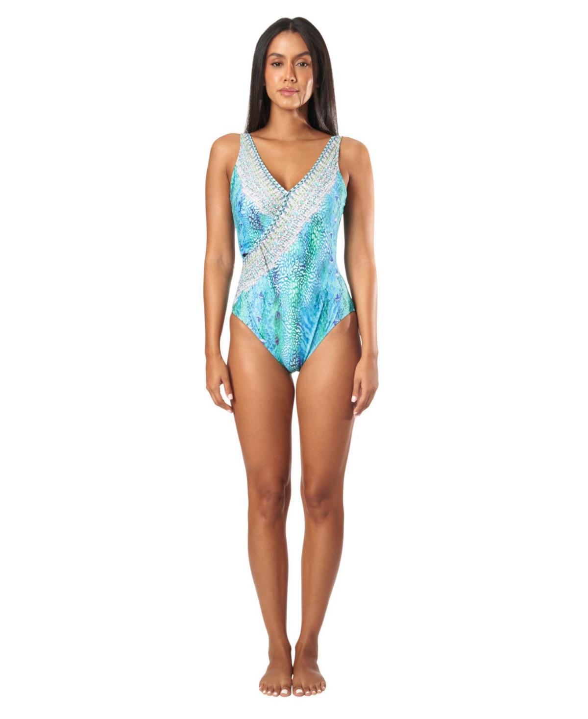 La Moda Clothing Womens Wrap Design One Piece Swimsuit Product Image