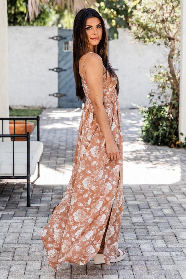 Soak In The Sun Brown Tropical Print Maxi Dress FINAL SALE Product Image