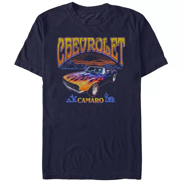 Mens Chevrolet Camaro On Fire Graphic Tee Blue Product Image