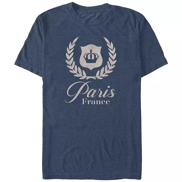 Big & Tall Paris, France Crown Graphic Tee, Mens Navy Grey Product Image