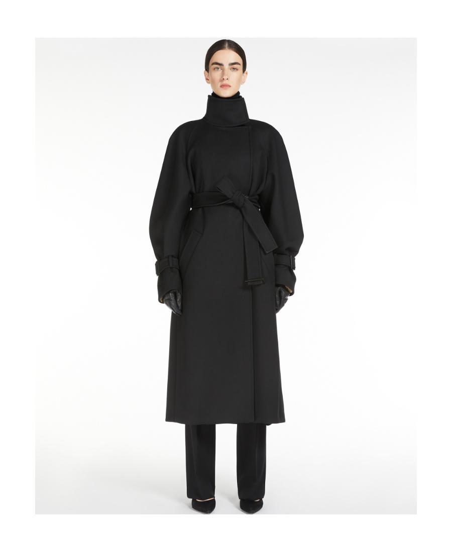 MAX MARA Belted High-neck Oversize Coat In Black Product Image