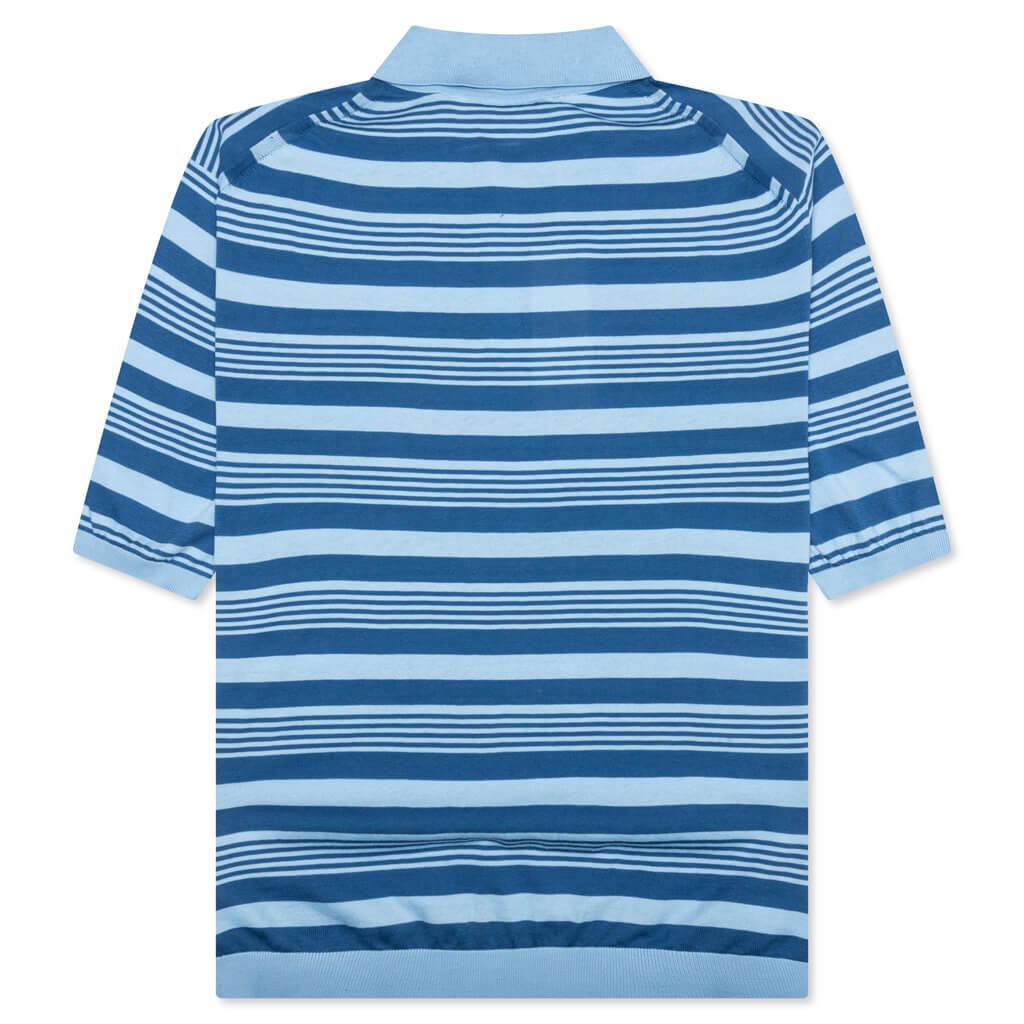 Mixed Striped Polo Shirt - Azure Male Product Image