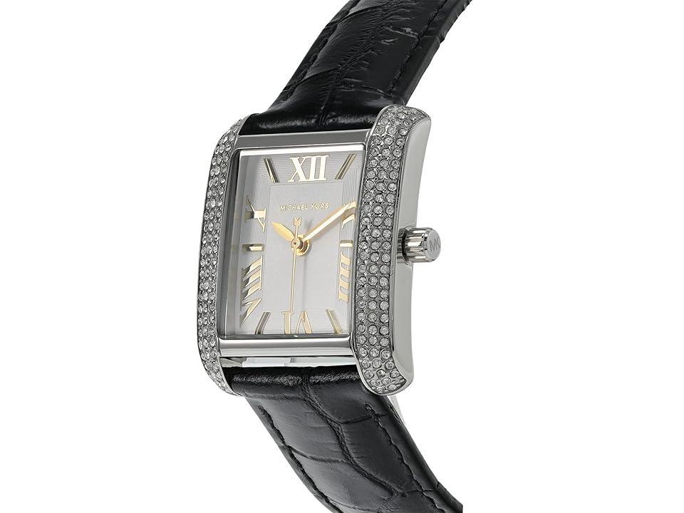 Mini Emery Pavé Silver-Tone and Crocodile Embossed Leather Watch Product Image