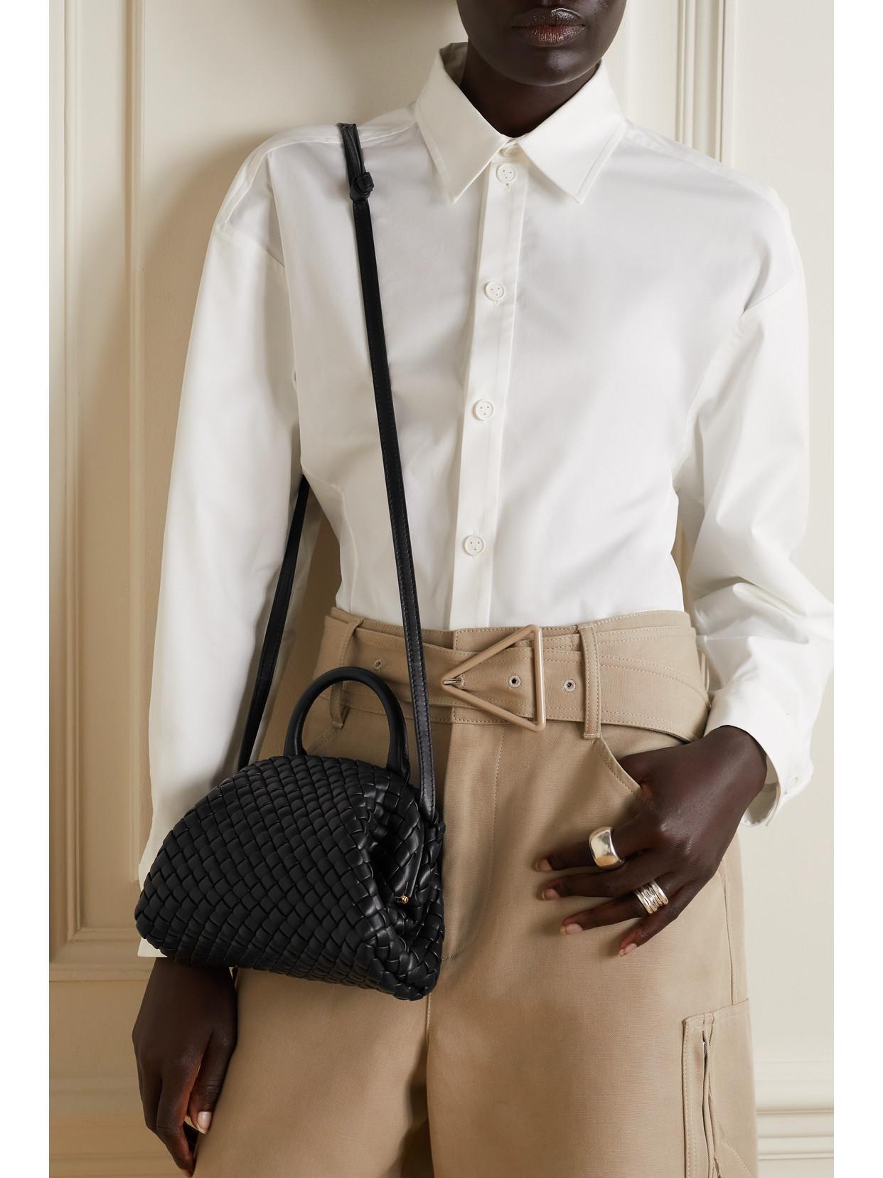 BOTTEGA VENETA Mini Intrecciato Napa Top-handle Bag In Black/gold Product Image