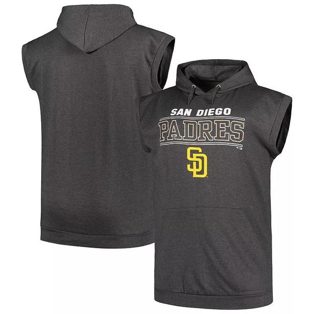 Mens Profile Heather Charcoal San Diego Padres Big & Tall Muscle Sleeveless Pullover Hoodie Product Image