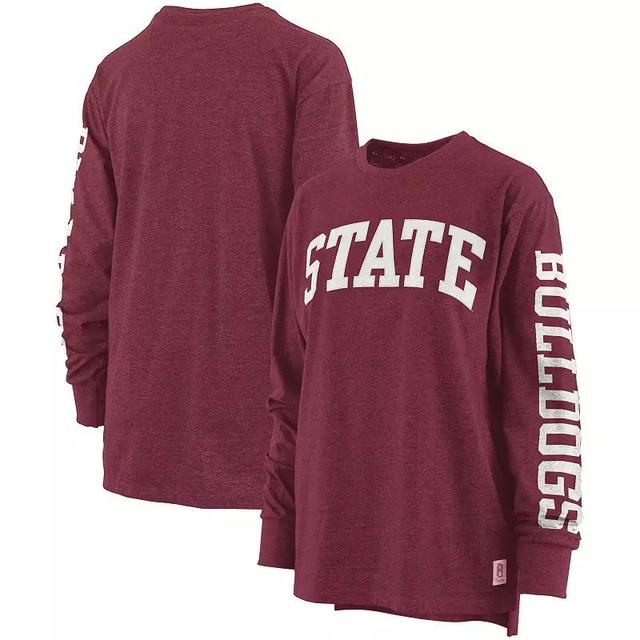 Womens Pressbox Maroon Mississippi State Bulldogs Two-Hit Canyon Long Sleeve T-Shirt Product Image