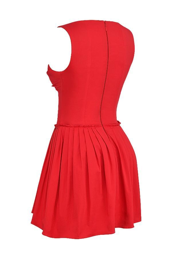 Cupid Scarlet Pleated Mini Dress Product Image