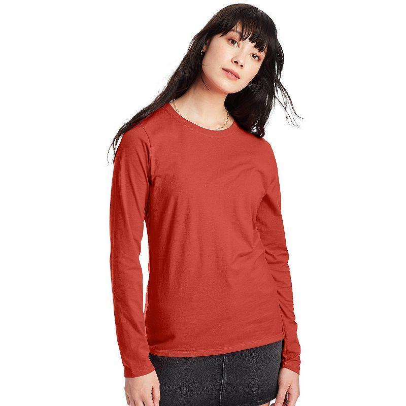 Womens Hanes Originals Long Sleeve Tee Light Silver Product Image