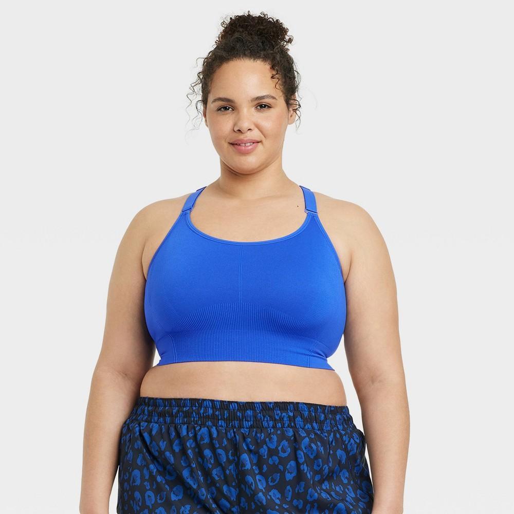 Womens Seamless Medium Support Cami Midline Sports Bra - All In Motion Dark Blue 4X Product Image