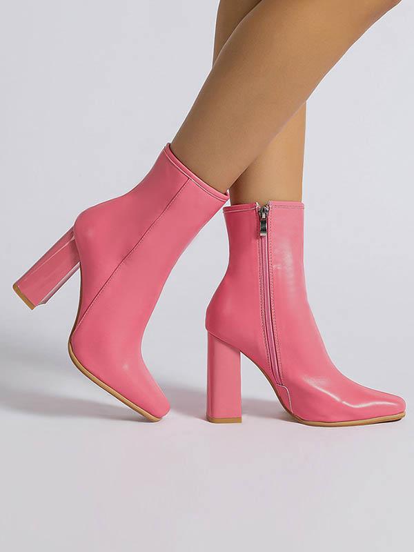 Pointed-Toe Split-Joint Zipper Boots Pumps product image