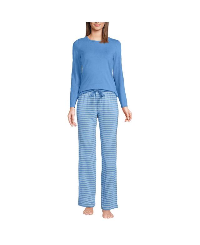 Lands End Womens Knit Pajama Set Long Sleeve T-Shirt and Pants Product Image